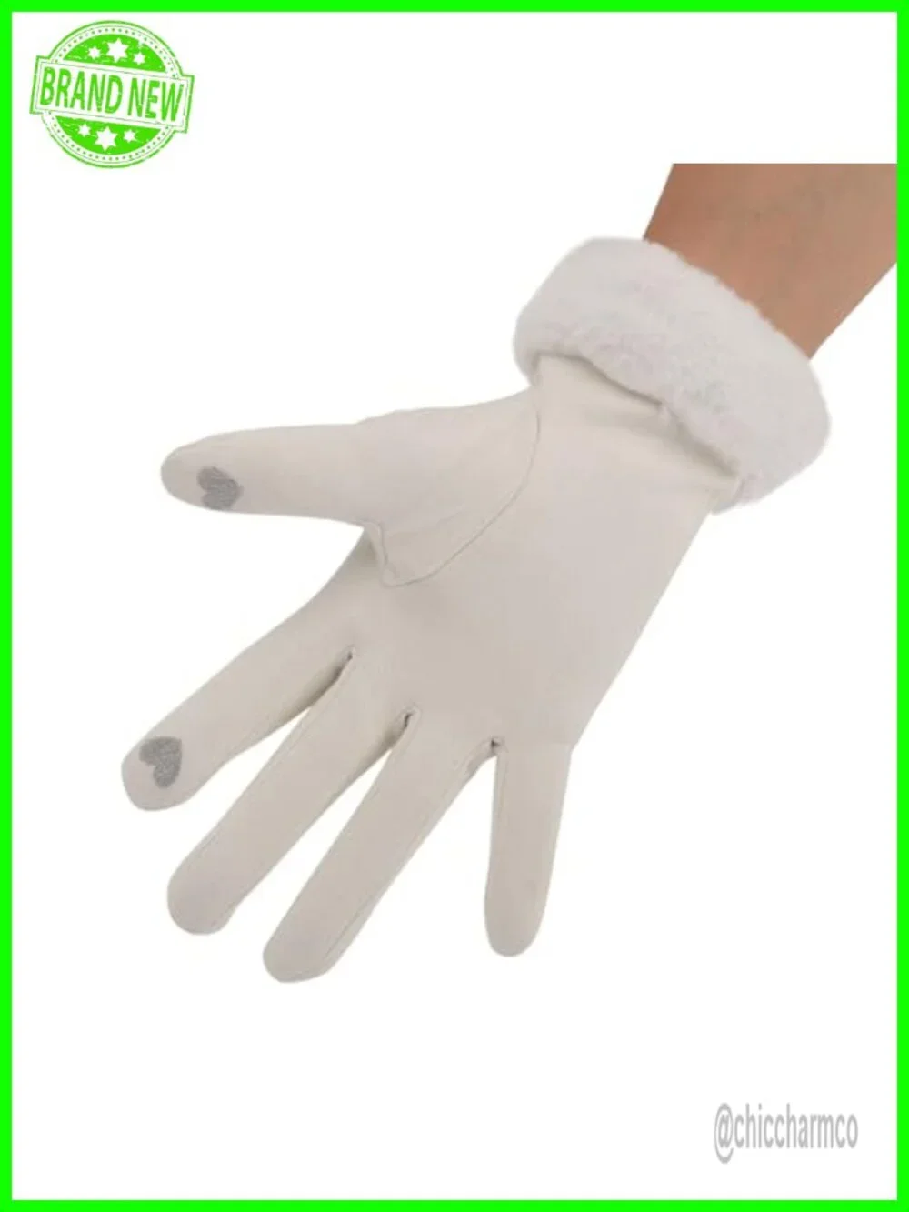 Synthetic Suede Winter Gloves with Faux Fur Cuffs - Touchscreen, Fleece Lined